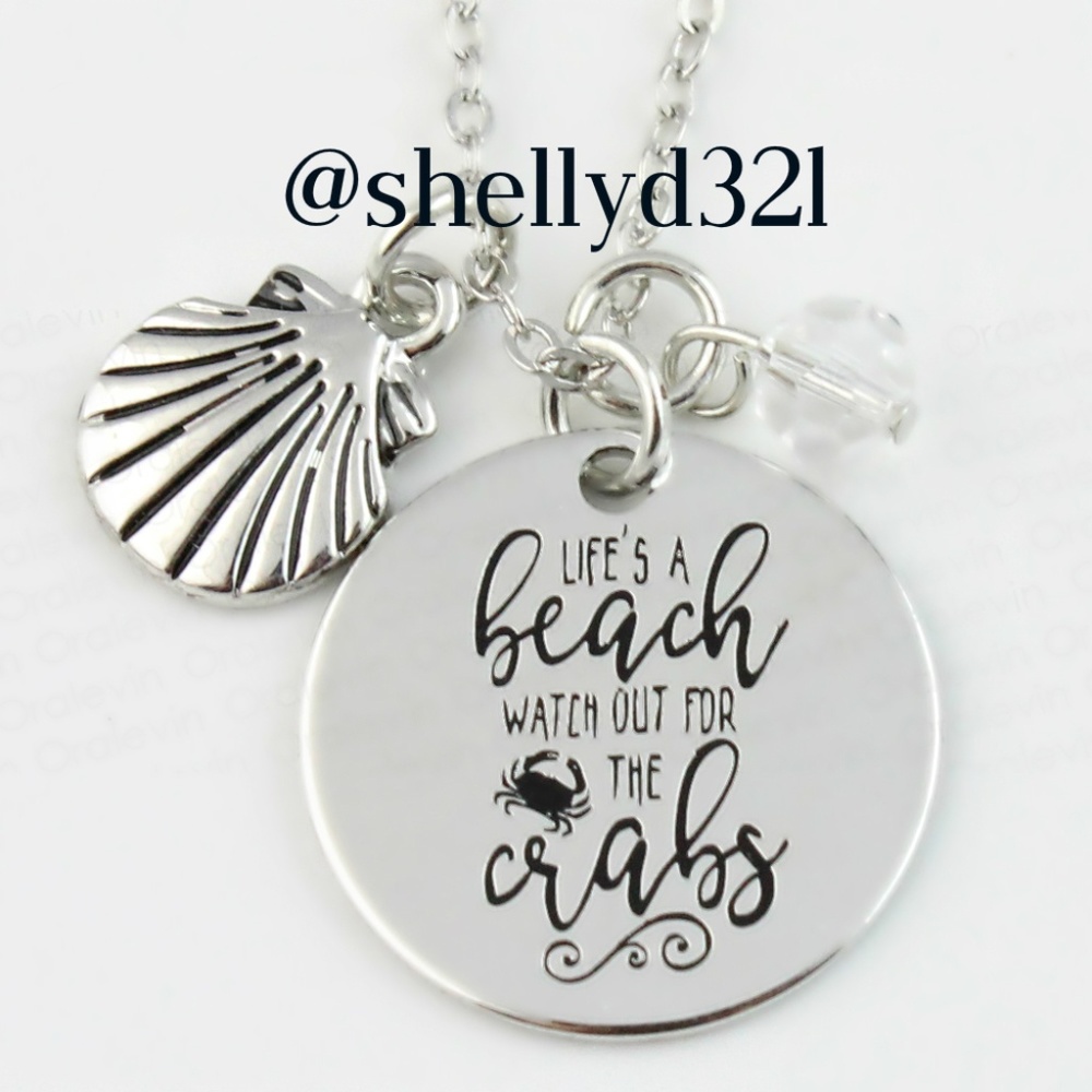 ❤️ 3/$18 LIFE'S A BEACH WATCH OUT FOR CRABS Necklace - New Summer Beach fun